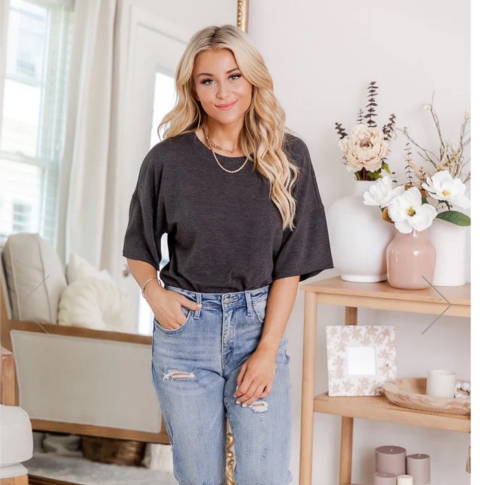Pink Lily Charcoal Gray Women's Tshirt Bodysuit